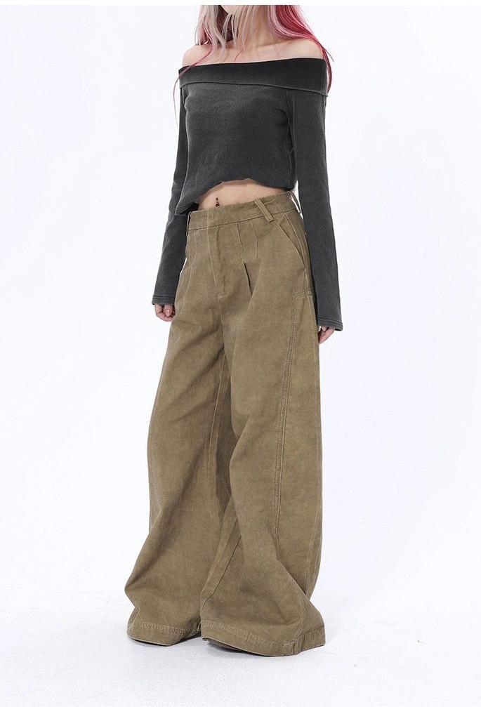 Lazy Washed Suede Leather Pants-korean-fashion-Pants-Lazy's Closet-OH Garments