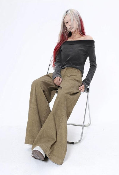 Lazy Washed Suede Leather Pants-korean-fashion-Pants-Lazy's Closet-OH Garments