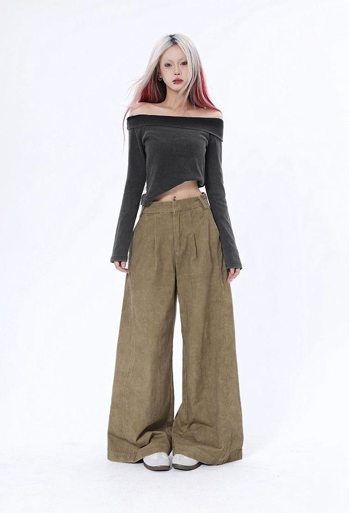 Lazy Washed Suede Leather Pants-korean-fashion-Pants-Lazy's Closet-OH Garments