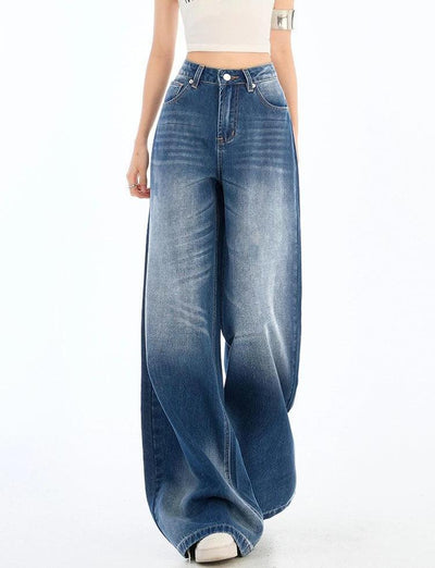 Lazy Washed Whiskers Scimitar Jeans-korean-fashion-Jeans-Lazy's Closet-OH Garments