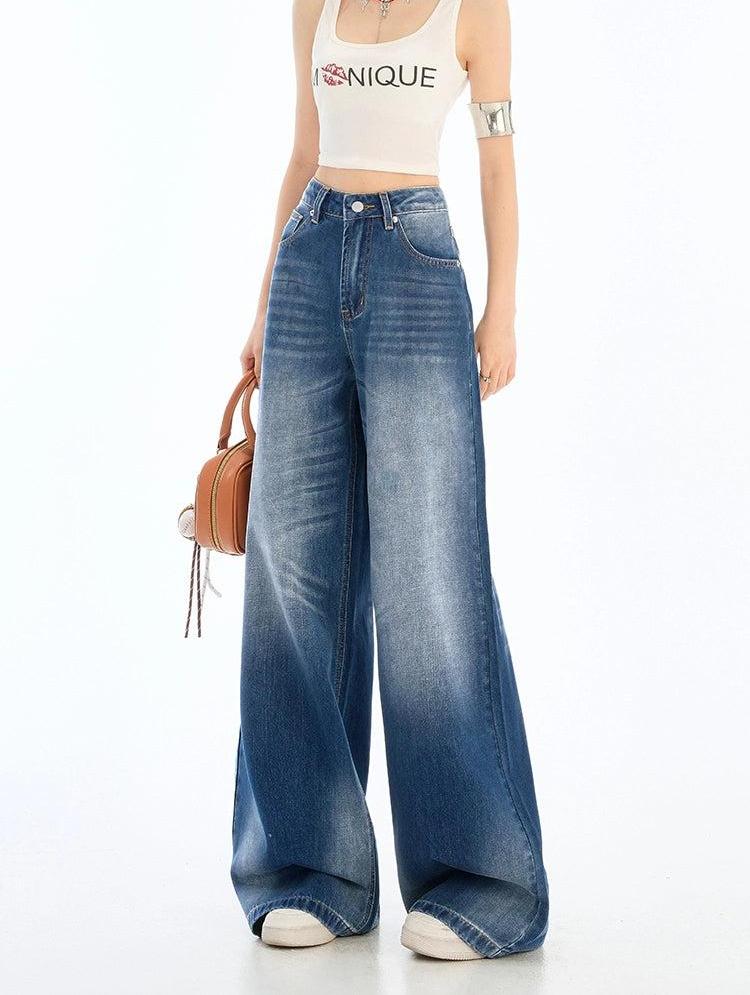 Lazy Washed Whiskers Scimitar Jeans-korean-fashion-Jeans-Lazy's Closet-OH Garments