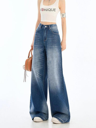 Lazy Washed Whiskers Scimitar Jeans-korean-fashion-Jeans-Lazy's Closet-OH Garments