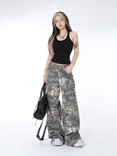 Lazy Water Ripple Camo Jeans-korean-fashion-Jeans-Lazy's Closet-OH Garments