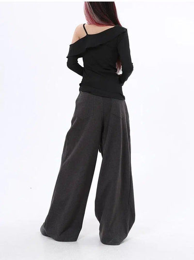 Lazy Wide Leg Cut Pants-korean-fashion-Pants-Lazy's Closet-OH Garments