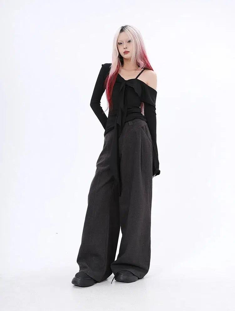 Lazy Wide Leg Cut Pants-korean-fashion-Pants-Lazy's Closet-OH Garments