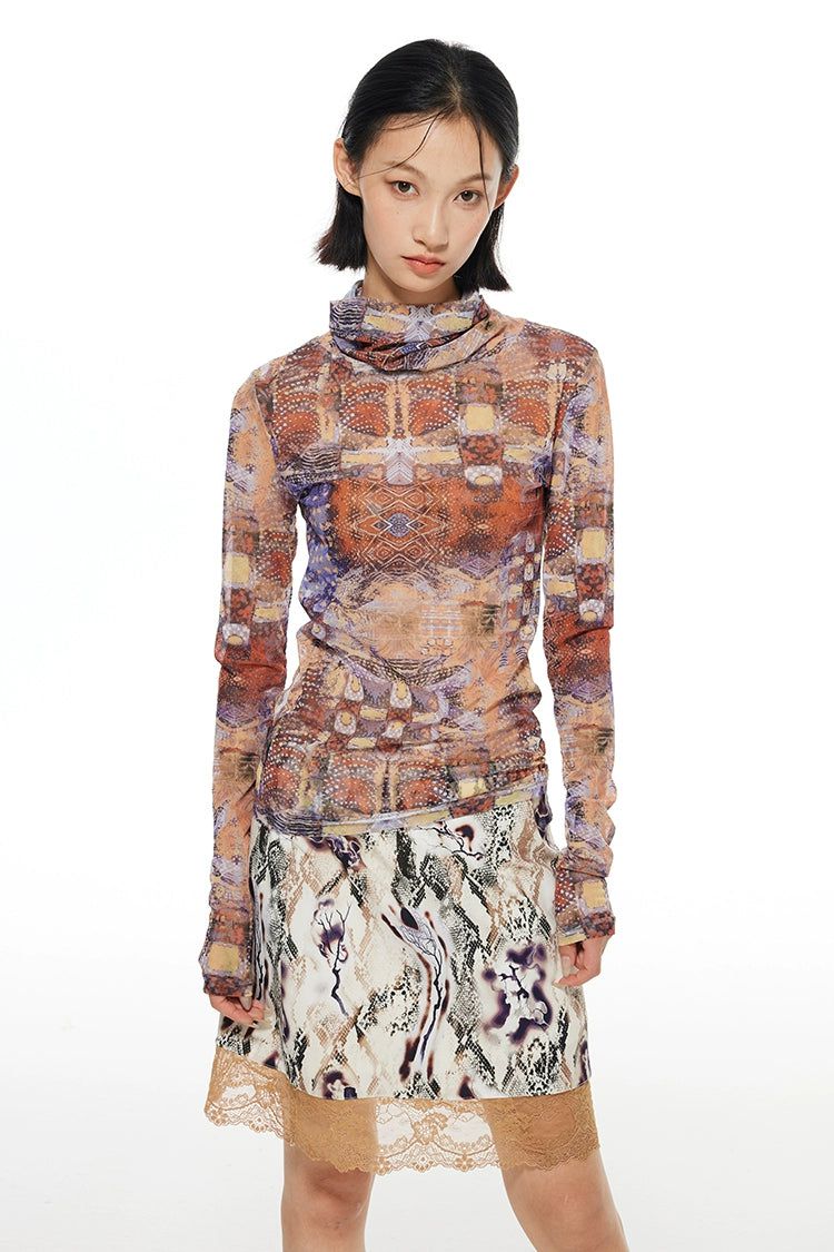 Light Abstract Print Mesh Turtleneck-korean-fashion-Turtleneck-Light's Closet-OH Garments