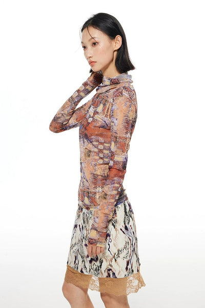 Light Abstract Print Mesh Turtleneck-korean-fashion-Turtleneck-Light's Closet-OH Garments