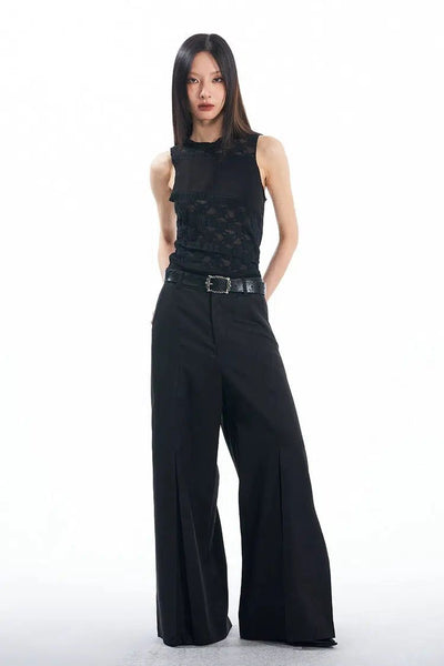 Light Basic Pleats Wide Trousers-korean-fashion-Trousers-Light's Closet-OH Garments