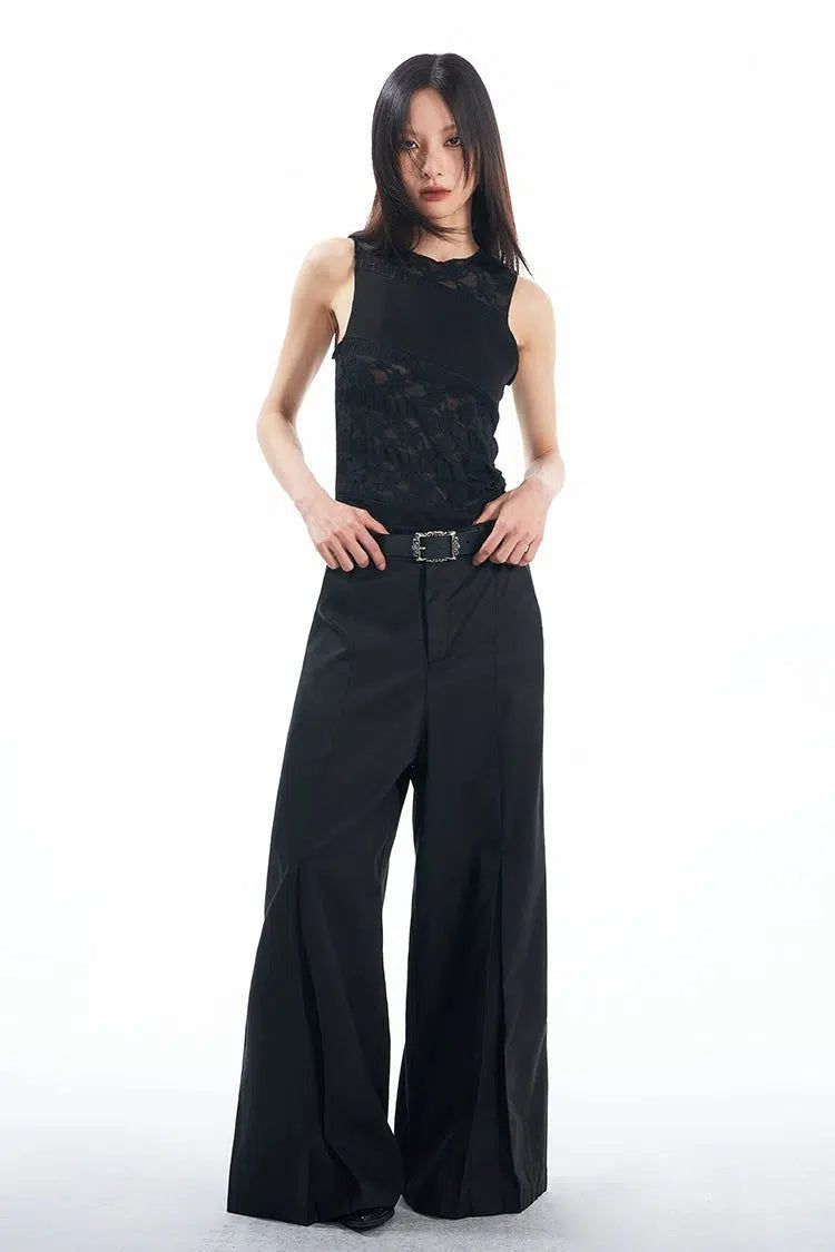 Light Basic Pleats Wide Trousers-korean-fashion-Trousers-Light's Closet-OH Garments