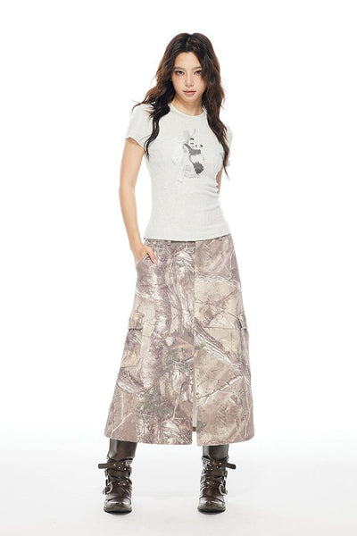 Light Camouflage Cargo Long Skirt-korean-fashion-Skirt-Light's Closet-OH Garments