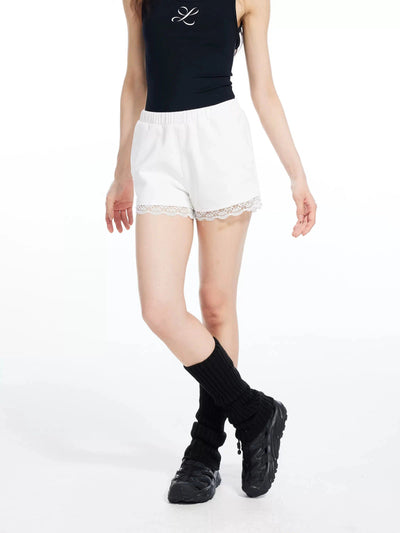 Light Casual Lace Trim Shorts-korean-fashion-Shorts-Light's Closet-OH Garments