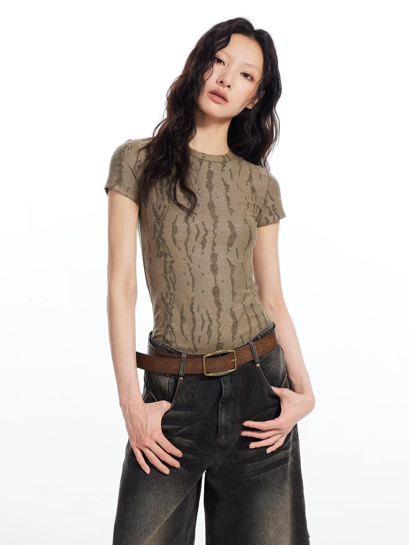 Light Glitz Textured Pattern T-Shirt-korean-fashion-T-Shirt-Light's Closet-OH Garments