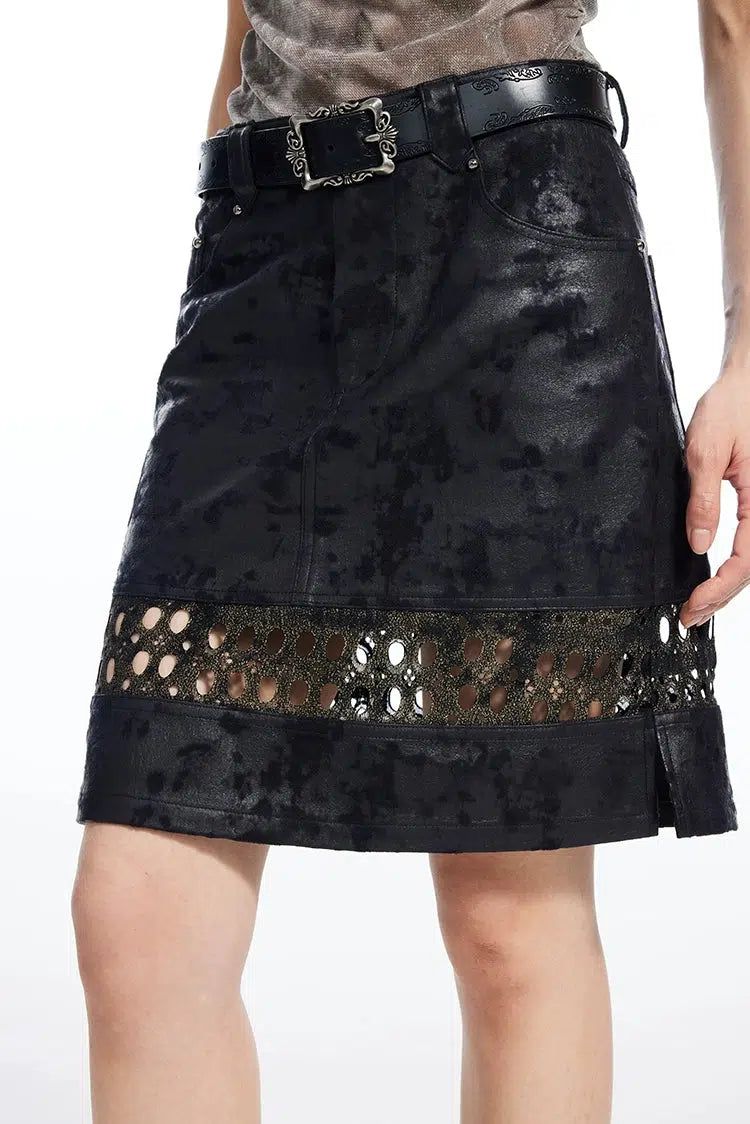 Light Gold Stamped Half-Leather Skirt-korean-fashion-Skirt-Light's Closet-OH Garments