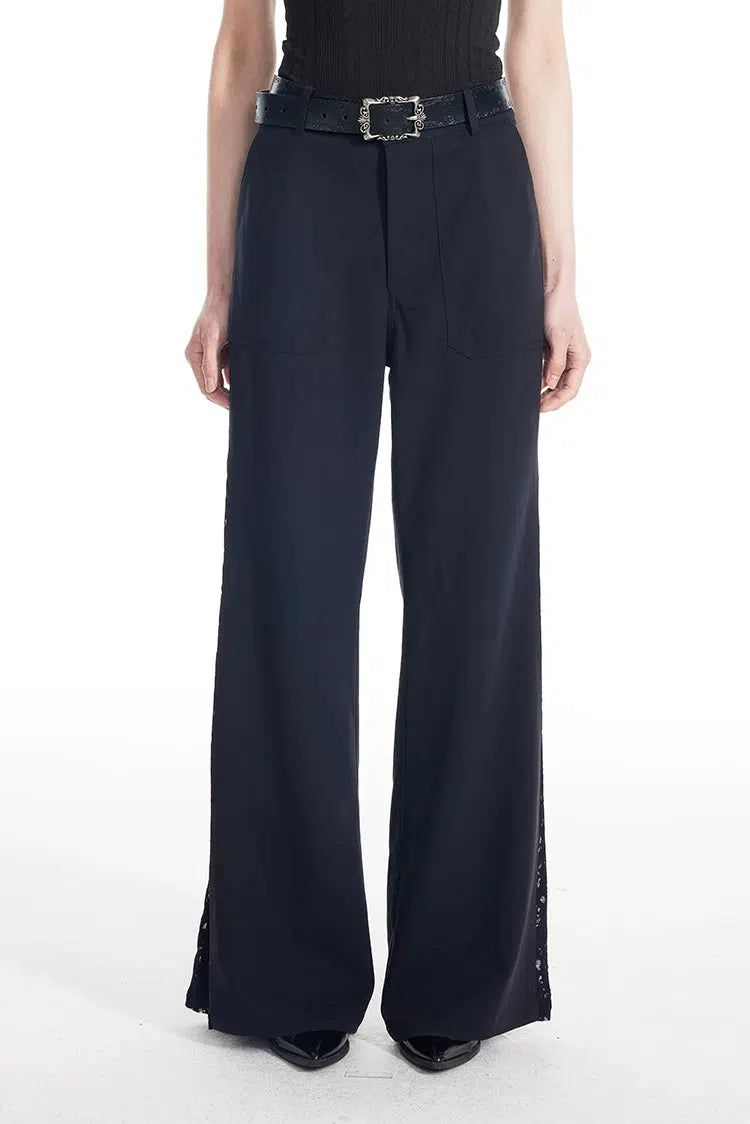Light Hollow Lace Stitched Flared Pants-korean-fashion-Pants-Light's Closet-OH Garments