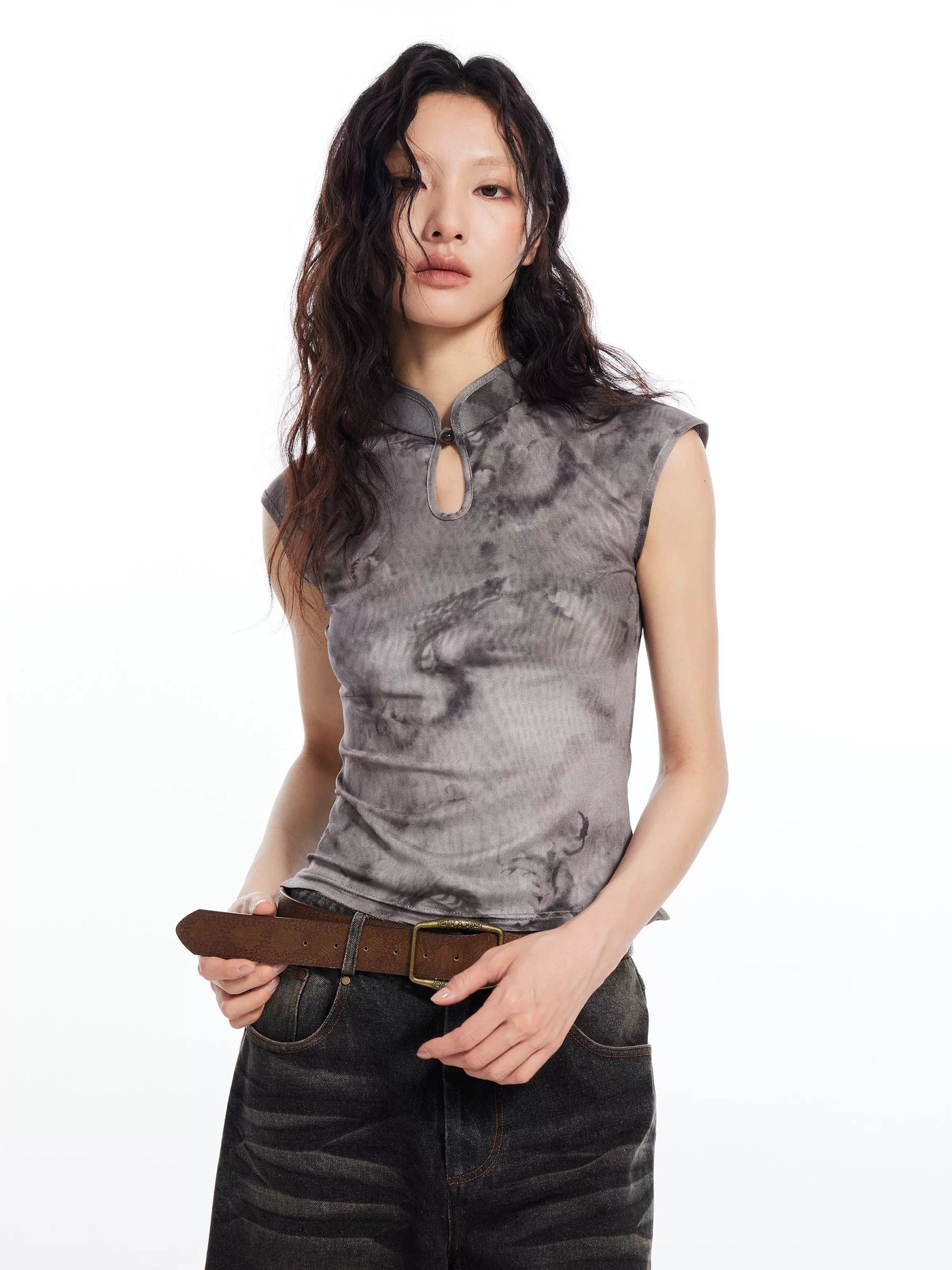 Light Ink Paint Pattern Blouse-korean-fashion-Blouse-Light's Closet-OH Garments