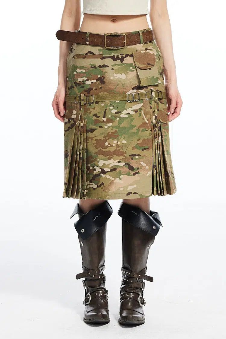 Light Pleated Mountain Camo Skirt-korean-fashion-Skirt-Light's Closet-OH Garments