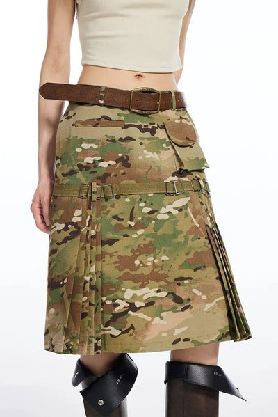 Light Pleated Mountain Camo Skirt-korean-fashion-Skirt-Light's Closet-OH Garments