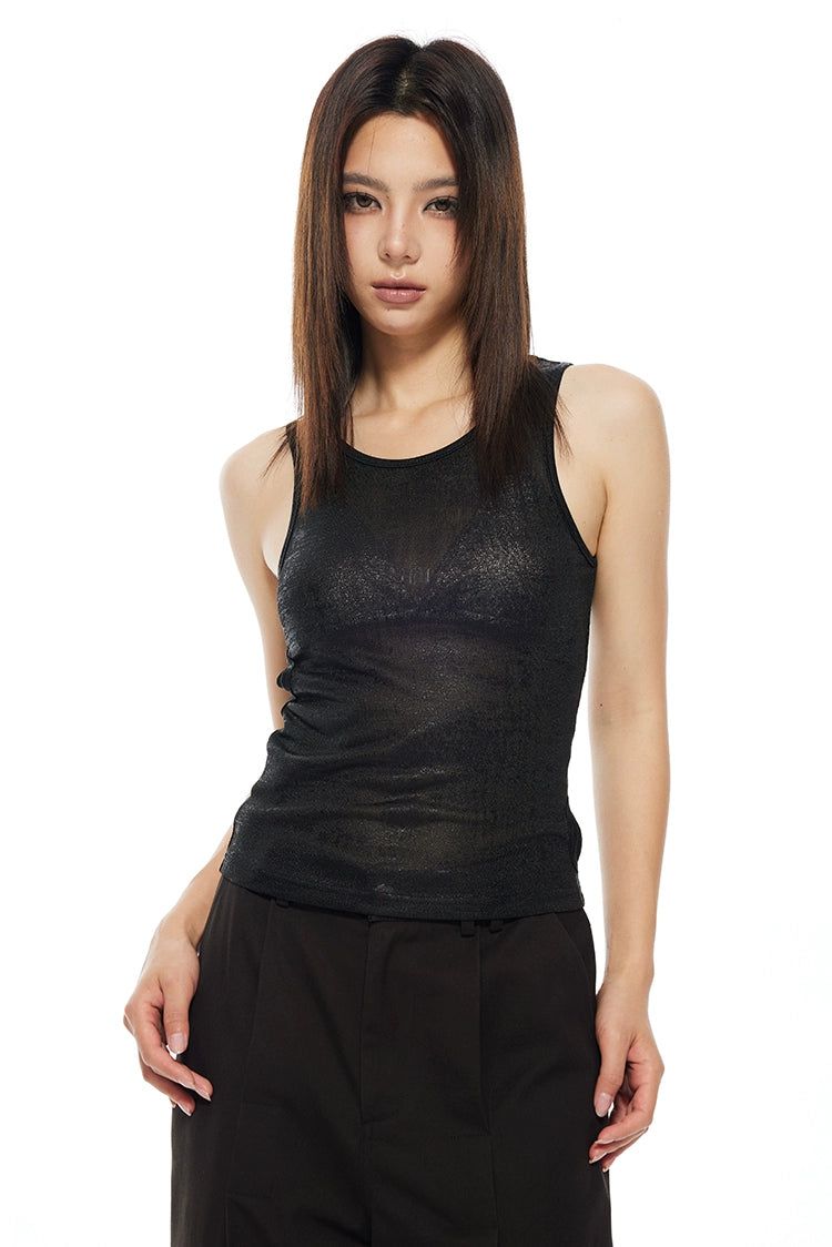 Light Thin and Shiny Tank Top-korean-fashion-Tank Top-Light's Closet-OH Garments