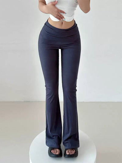 Livia Elastic Slim Fit Flared Pants-korean-fashion-Pants-Livia's Closet-OH Garments