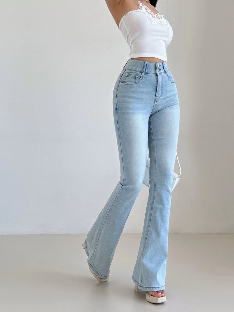 Livia High Waist Flare Jeans-korean-fashion-Jeans-Livia's Closet-OH Garments