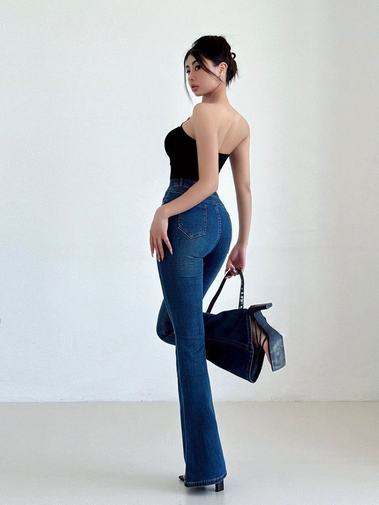 Livia High Waist Flare Jeans-korean-fashion-Jeans-Livia's Closet-OH Garments