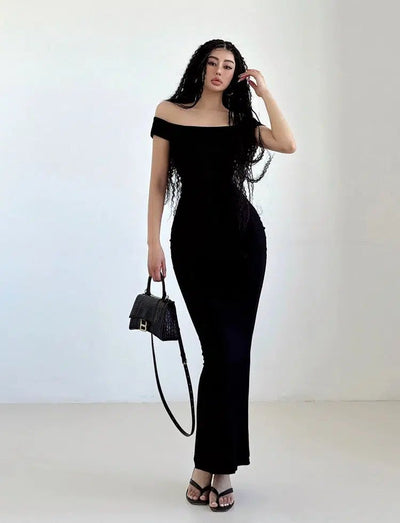 Livia Off-Shoulder Slim Fit Long Dress-korean-fashion-Dress-Livia's Closet-OH Garments