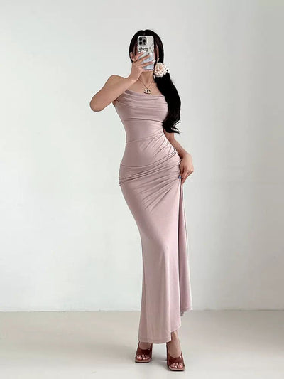 Livia Silky Pleats Bodycon Dress-korean-fashion-Dress-Livia's Closet-OH Garments