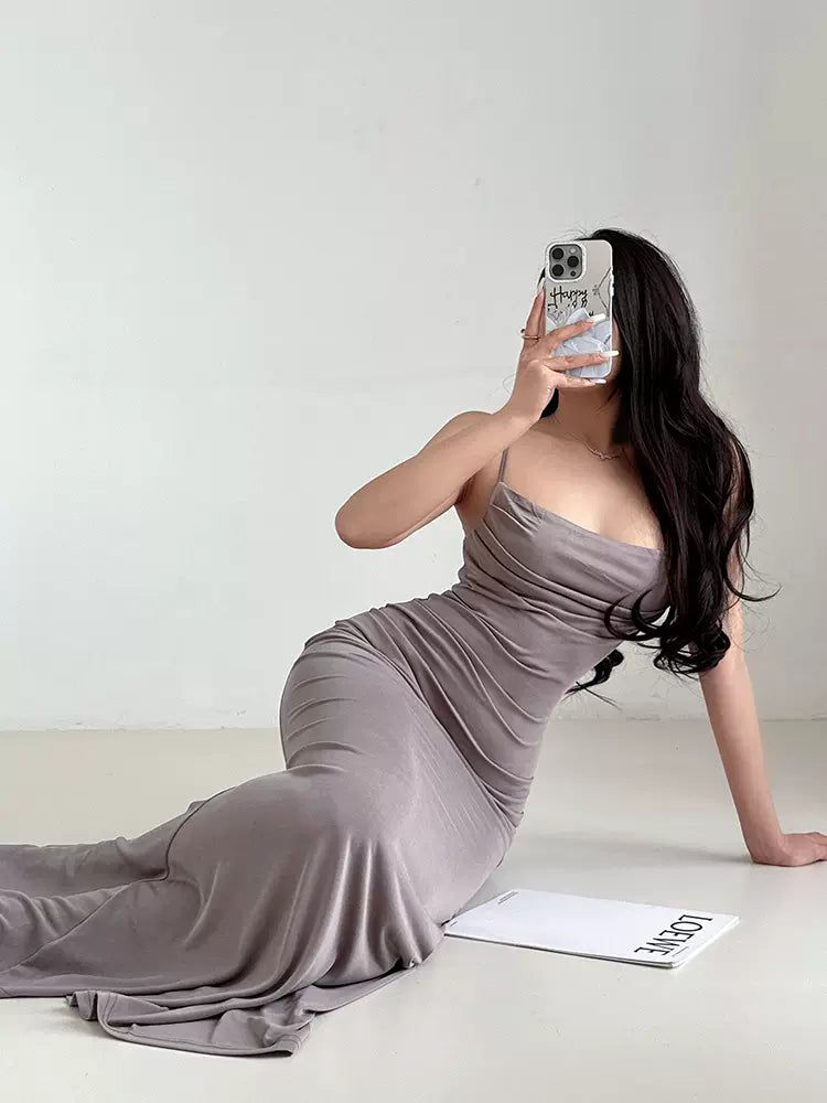 Livia Silky Pleats Bodycon Dress-korean-fashion-Dress-Livia's Closet-OH Garments