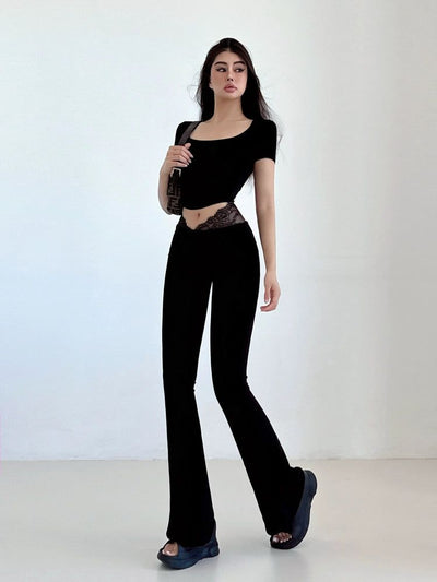 Livia Waist Lace Slim Pants-korean-fashion-Pants-Livia's Closet-OH Garments