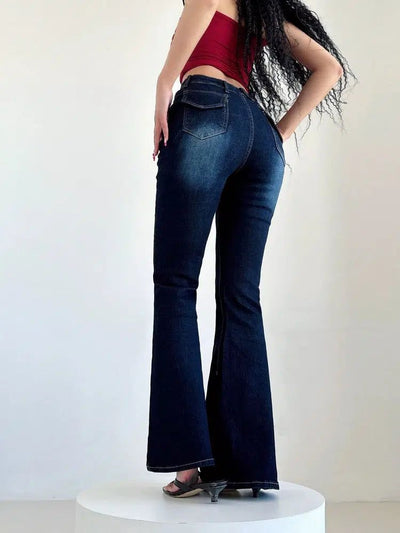 Livia Washed V-Waist Slim Jeans-korean-fashion-Jeans-Livia's Closet-OH Garments