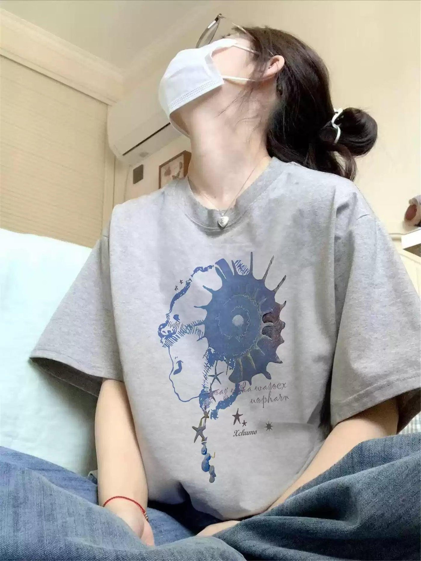 Mina Abstract Graphic Print T-Shirt-korean-fashion-T-Shirt-Mina's Closet-OH Garments