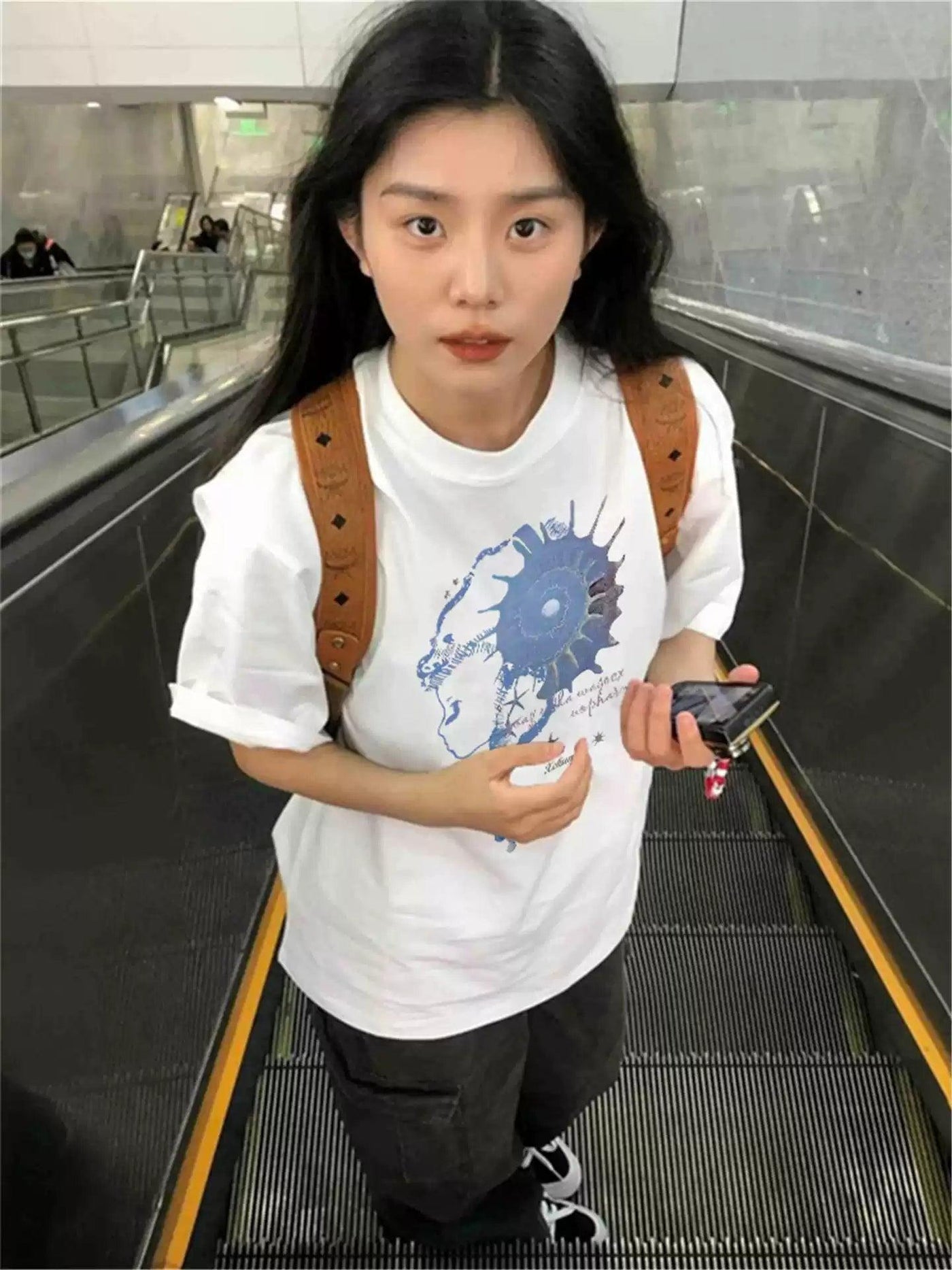 Mina Abstract Graphic Print T-Shirt-korean-fashion-T-Shirt-Mina's Closet-OH Garments