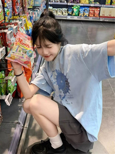 Mina Abstract Graphic Print T-Shirt-korean-fashion-T-Shirt-Mina's Closet-OH Garments