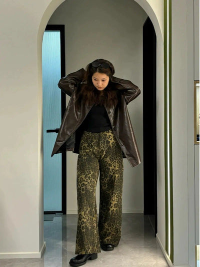 Mina Animal Print Wide Leg Jeans-korean-fashion-Pants-Mina's Closet-OH Garments