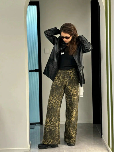 Mina Animal Print Wide Leg Jeans-korean-fashion-Pants-Mina's Closet-OH Garments