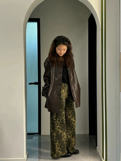 Mina Animal Print Wide Leg Jeans-korean-fashion-Pants-Mina's Closet-OH Garments