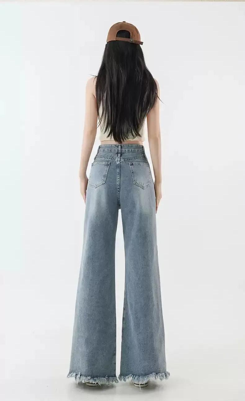 Mina Beaded Slit Raw Edge Jeans-korean-fashion-Jeans-Mina's Closet-OH Garments