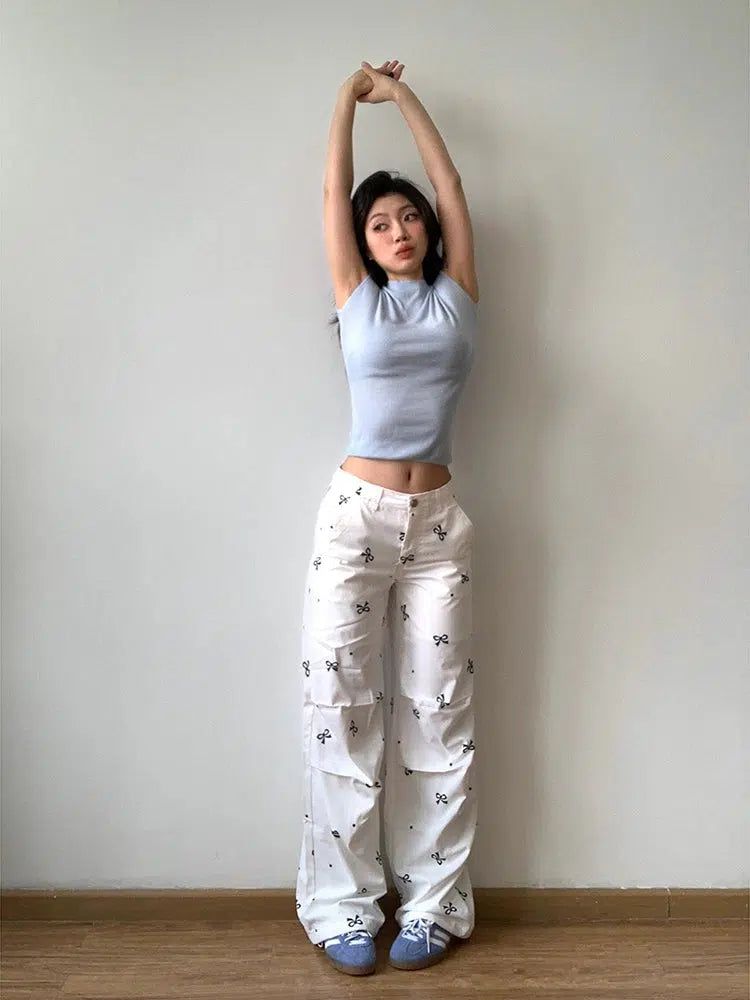 Mina Bowknot & Polka Dots Pleated Pants-korean-fashion-Pants-Mina's Closet-OH Garments