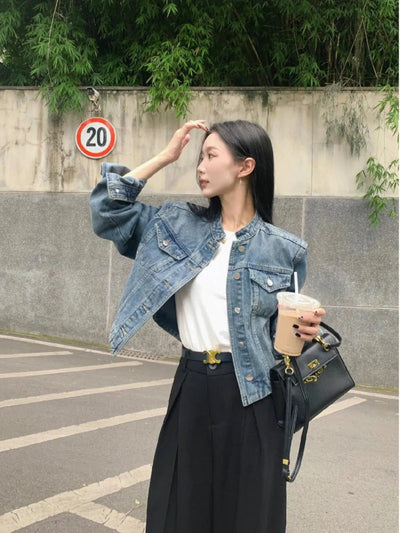 Mina Boxy Cut Buttoned Denim Jacket-korean-fashion-Jacket-Mina's Closet-OH Garments