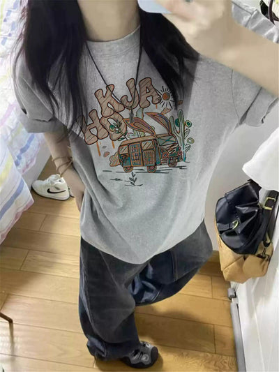 Mina Bus Graffiti T-Shirt-korean-fashion-T-Shirt-Mina's Closet-OH Garments