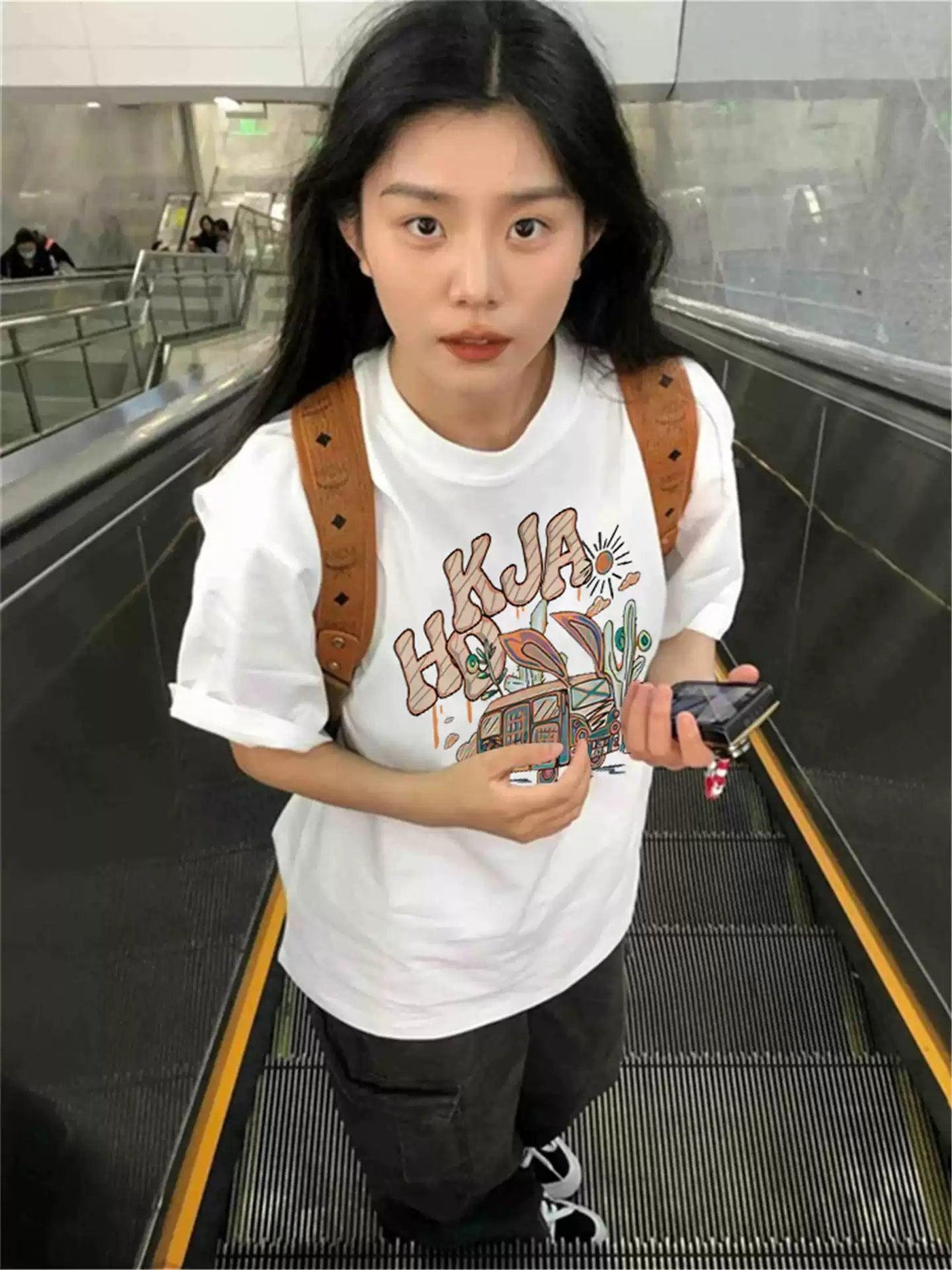 Mina Bus Graffiti T-Shirt-korean-fashion-T-Shirt-Mina's Closet-OH Garments