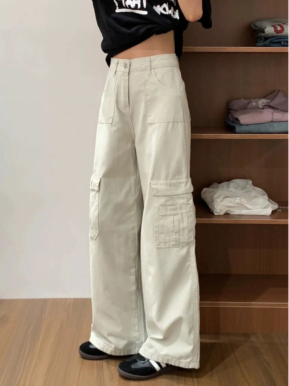 Mina Buttoned Versatile Cargo Jeans-korean-fashion-Jeans-Mina's Closet-OH Garments