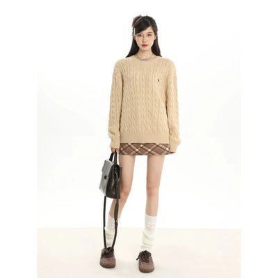 Mina Casual Cable Knit Sweater-korean-fashion-Sweater-Mina's Closet-OH Garments