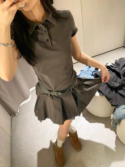 Mina Collared Pleated Dress-korean-fashion-Dress-Mina's Closet-OH Garments