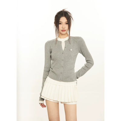 Mina Contrast Butterfly Accent Knit Cardigan-korean-fashion-Cardigan-Mina's Closet-OH Garments