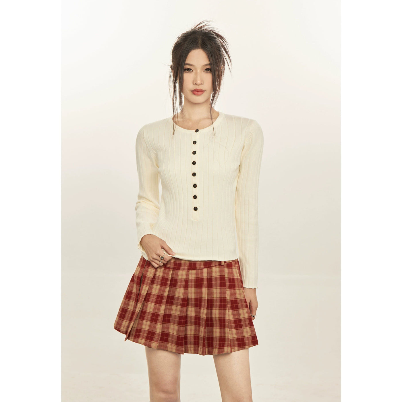 Mina Contrast Buttons Knitted Cardigan-korean-fashion-Cardigan-Mina's Closet-OH Garments