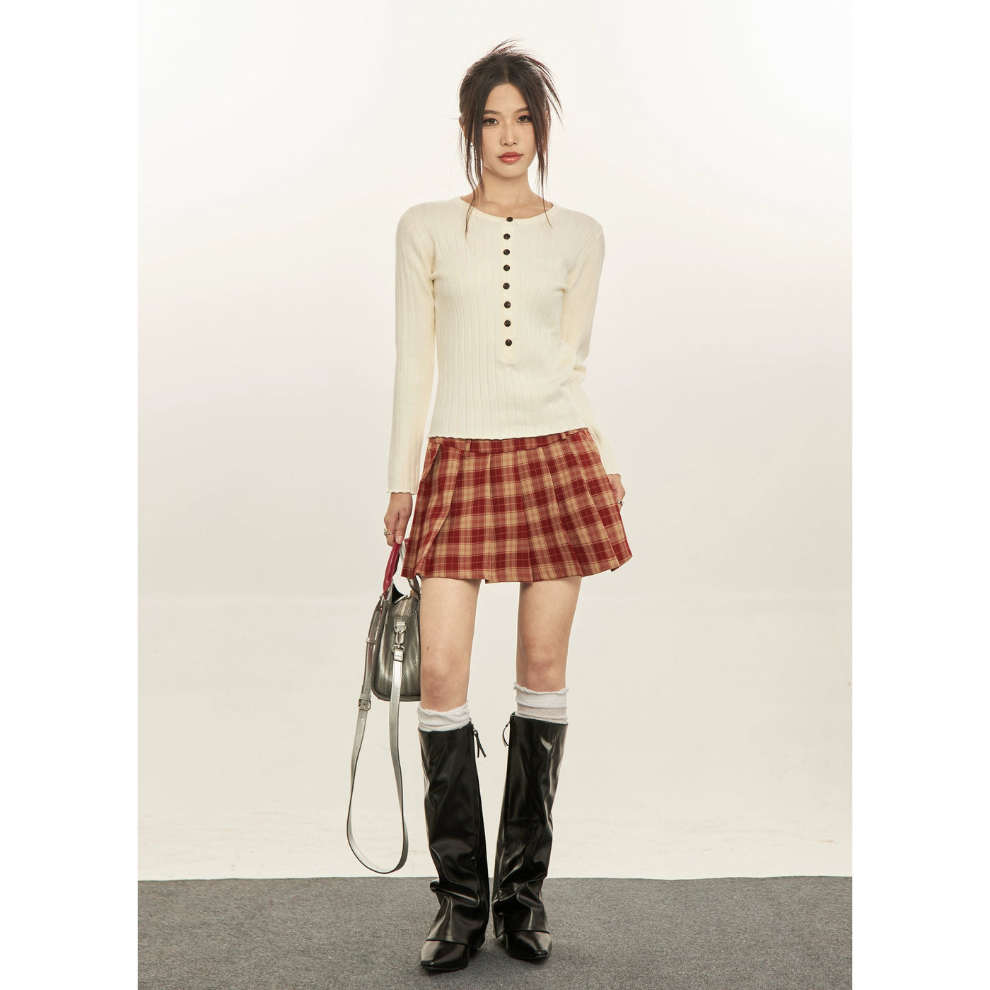Mina Contrast Buttons Knitted Cardigan-korean-fashion-Cardigan-Mina's Closet-OH Garments