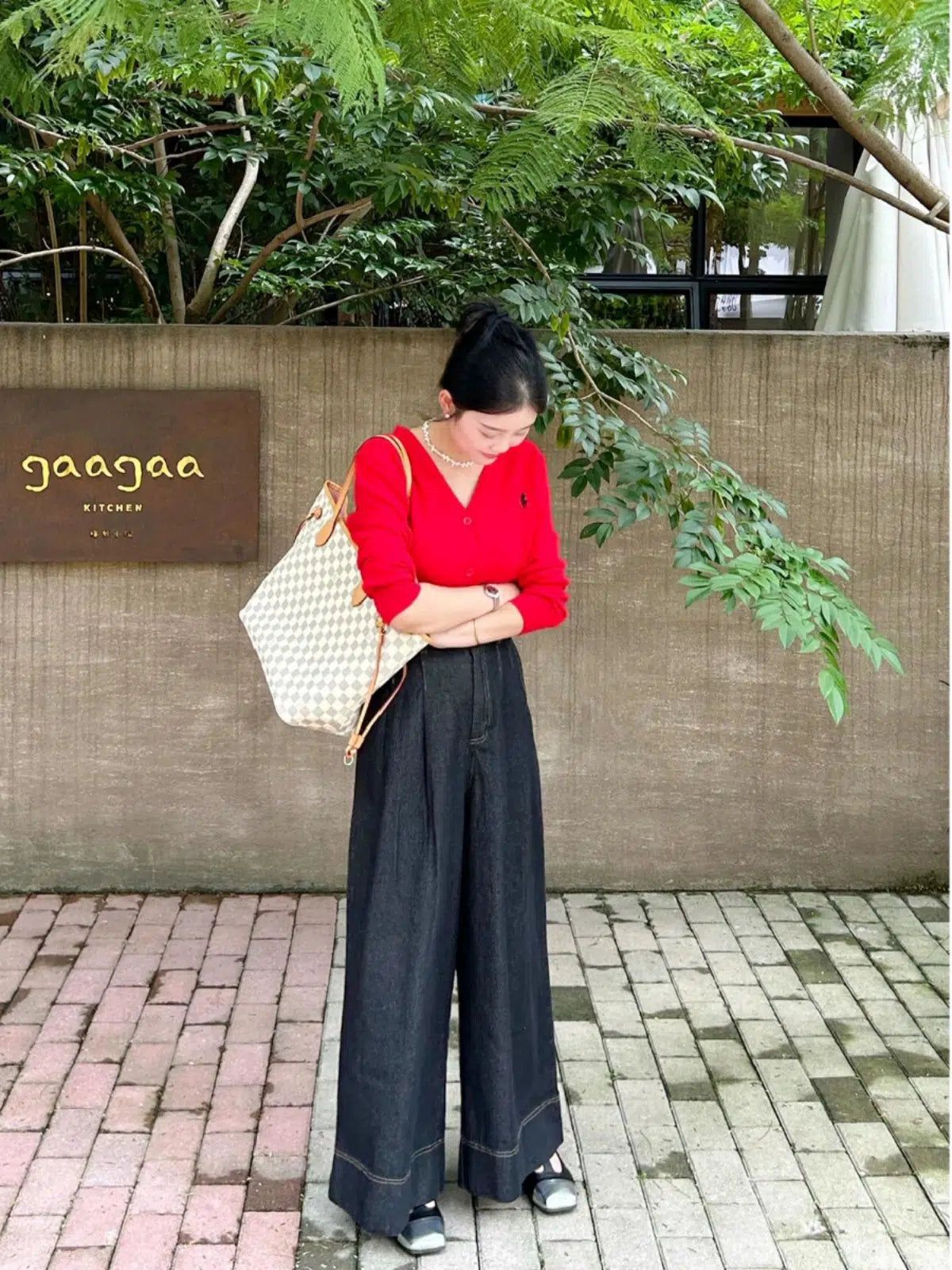 Mina Contrast Cuff Wide Leg Jeans-korean-fashion-Jeans-Mina's Closet-OH Garments