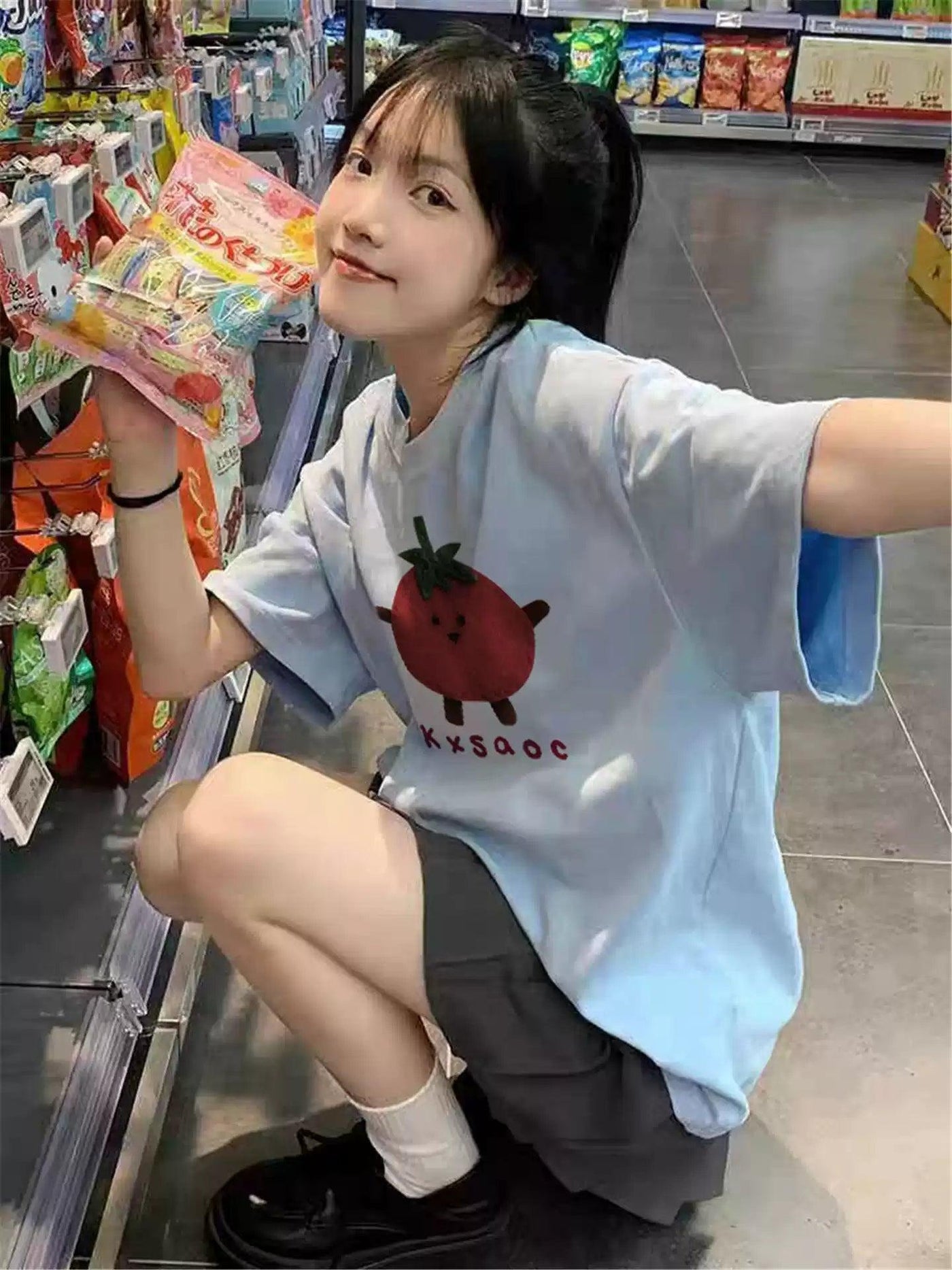 Mina Cute Tomato Graphic T-Shirt-korean-fashion-T-Shirt-Mina's Closet-OH Garments