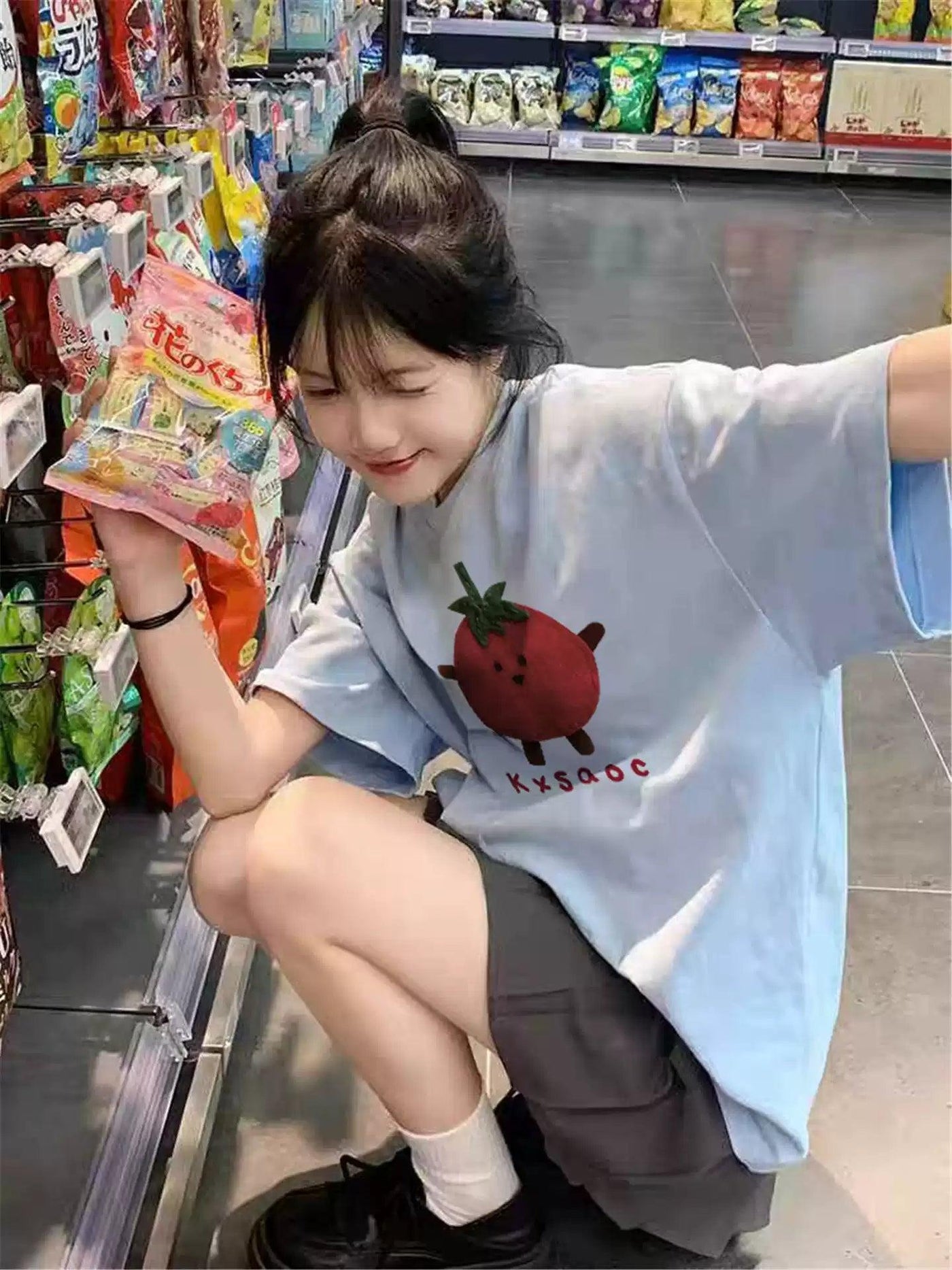 Mina Cute Tomato Graphic T-Shirt-korean-fashion-T-Shirt-Mina's Closet-OH Garments